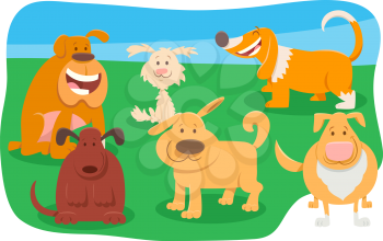 Cartoon Illustration of Funny Dogs and Puppies Pet Animal Characters Group