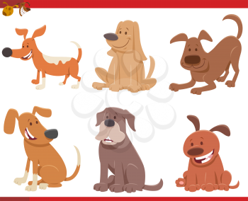 Cartoon Illustration of Cute Dogs or Puppies Pet Animal Characters Set
