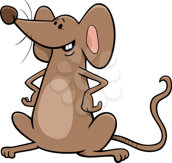 Cartoon Illustration of Funny Brown Mouse Comic Animal Character