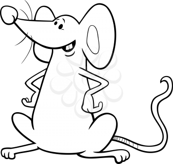 Black and White Cartoon Illustration of Funny Mouse Comic Animal Character Coloring Book Page
