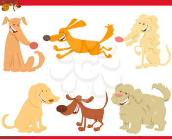Cartoon Illustration of Funny Dogs or Puppies Pet Animal Characters Set