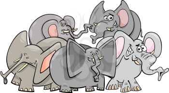 Cartoon Illustration of Funny Elephants Animal Characters Group