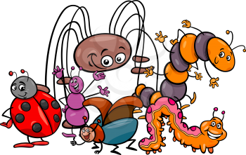 Cartoon Illustration of Funny Insects Animal Characters Group
