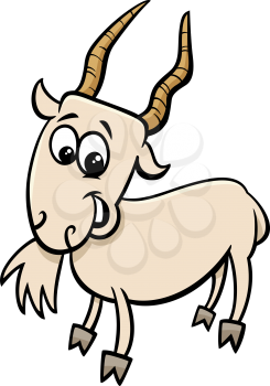 Cartoon Illustration of Funny Goat Farm Animal Character
