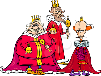 Cartoon Illustration of Funny Kings Fairy Tale Fantasy Characters Group