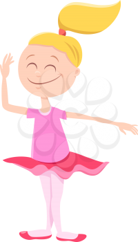 Cartoon Illustration of Cute Ballerina Girl Elementary or Teen Age Character