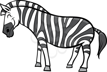 Cartoon Illustration of Funny Zebra Wild Animal Character