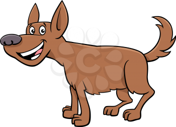 Cartoon Illustration of Happy Brown Dog Comic Animal Character