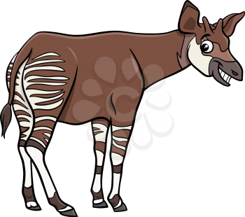 Cartoon illustration of funny okapi comic animal character