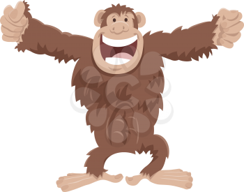 Cartoon illustration of funny chimpanzee ape comic animal character