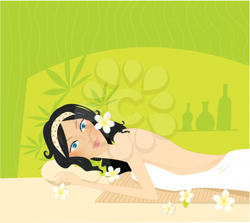 Royalty Free Clipart Image of a Woman at a Spa