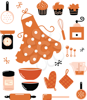 Royalty Free Clipart Image of a Set of Baking Items