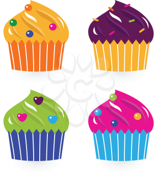 Royalty Free Clipart Image of Decorated Cupcakes