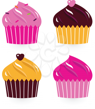 Royalty Free Clipart Image of a Set of Cupcakes