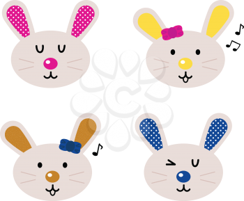 Royalty Free Clipart Image of a Set of Bunnies