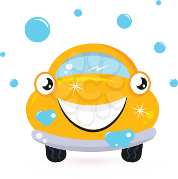 Royalty Free Clipart Image of a Car and Soap Bubbles
