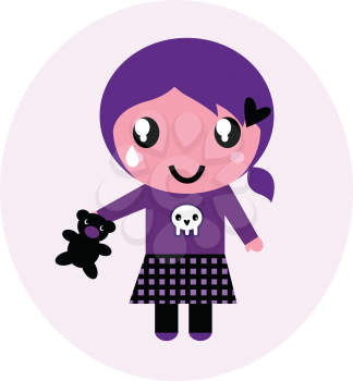 Royalty Free Clipart Image of a Girl With a Teddy Bear