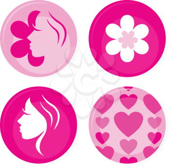 Royalty Free Clipart Image of Silhouettes and Flowers on Circles