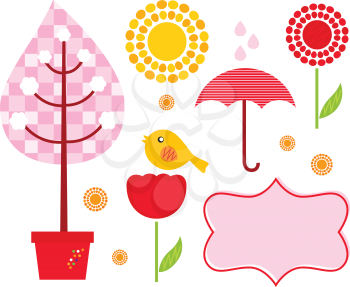 Royalty Free Clipart Image of Plants and Weather