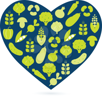 Royalty Free Clipart Image of a Heart With Vegetables