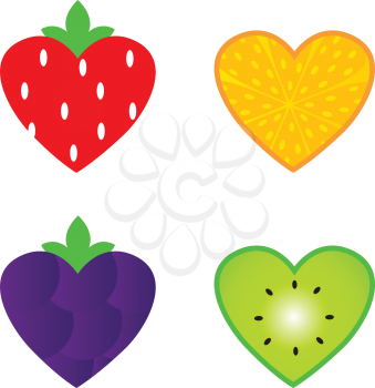 Royalty Free Clipart Image of Heart Fruits