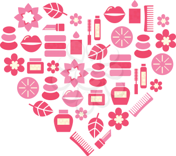 Royalty Free Clipart Image of Hearts With Makeup
