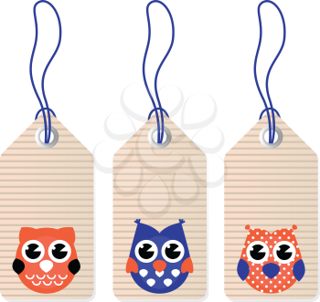 Royalty Free Clipart Image of Owls on Tags