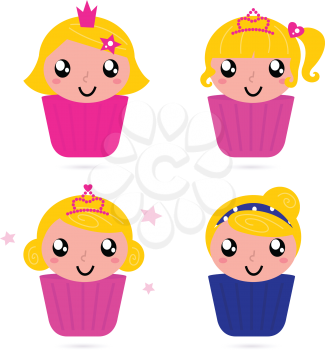 Royalty Free Clipart Image of Princess Cupcakes
