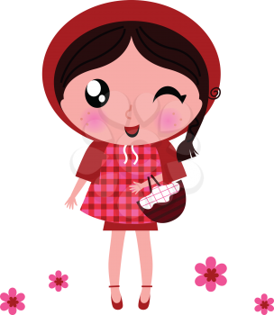 Royalty Free Clipart Image of a Girl With a Basket