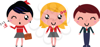 Royalty Free Clipart Image of School Children in Uniforms
