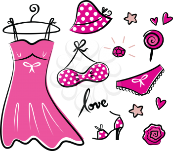 Royalty Free Clipart Image of Female Clothing