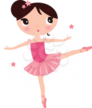 Beautiful little ballerina girl. Vector cartoon Illustration