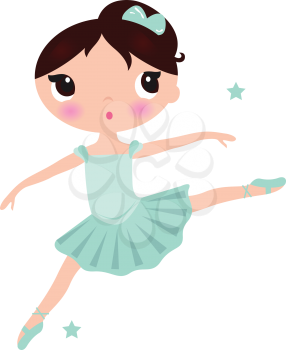 Little ballerina in jumping pose. Vector Illustration