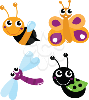 Colorful bugs mix. Vector cartoon Illustration