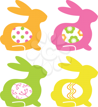 Abstract bunnies with eggs set. Vector Illustration