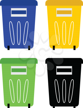 Colorful recycle bins for garbage separation. Vector