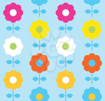 Floral seamless pattern with colorful flowers. Vector