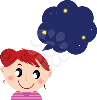 Happy child with night dream. Vector cartoon Illustration