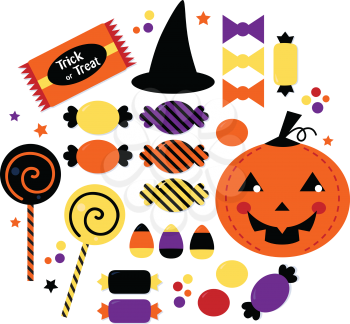 Halloween Trick or Treat Candies. Vector Illustration