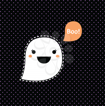 Kawaii Ghost for Halloween. Vector cartoon
