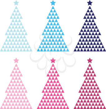Mosaic Trees christmas collection. Vector Illustration
