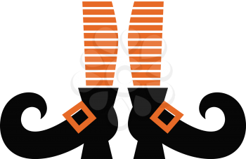 Orange striped witch legs. Vector cartoon Illustration