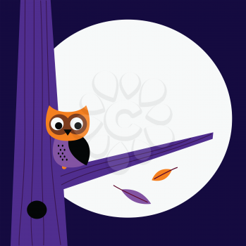 Halloween background with Owl. Vector cartoon Illustration
