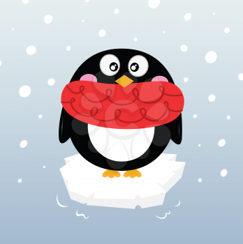 Cartoon winter penguin. Vector illustration
