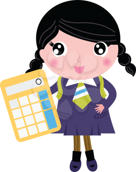 Cute girl in school uniform. Vector cartoon Illustration