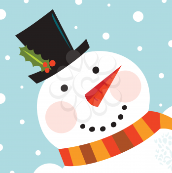 Happy Christmas snowman. Vector cartoon Illustration
