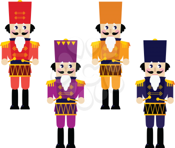 Tin soldiers with drum collection. Vector illustration