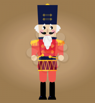 Tin soldier or Nutcracker with drum. Vector
