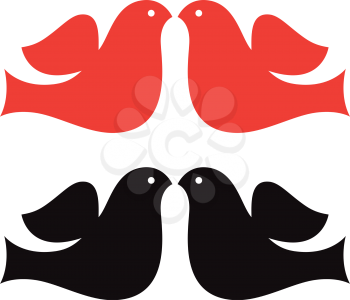Simple Dove collection - red and black. Vector Illustration