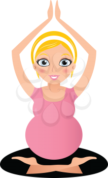 Royalty Free Clipart Image of a Pregnant Woman Doing Yoga